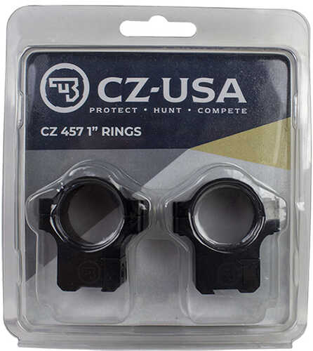 CZ-USA 40086 Scope Ring Set Matte Black Aluminum 1" Tube Dovetail For CZ 455/457